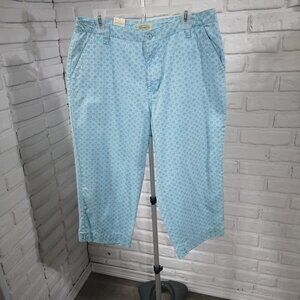 NWT St John's Bay Ladies Size 16 Petite Blue Water Zipper & Button Capri Pants